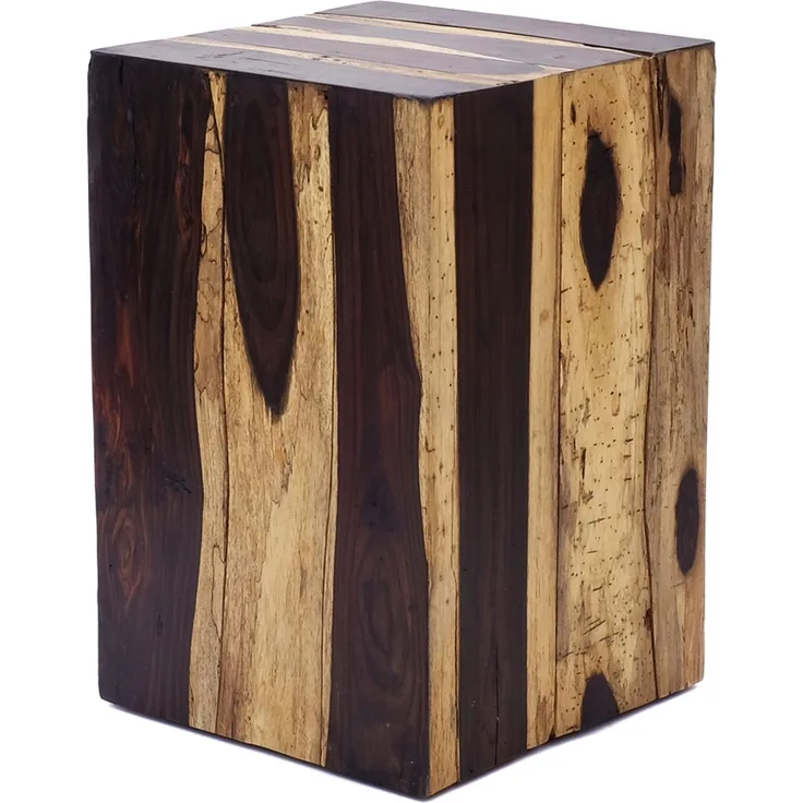 Beistelltisch aus Echtholz Holzhocker Natur Treibholz eckig Holzblock