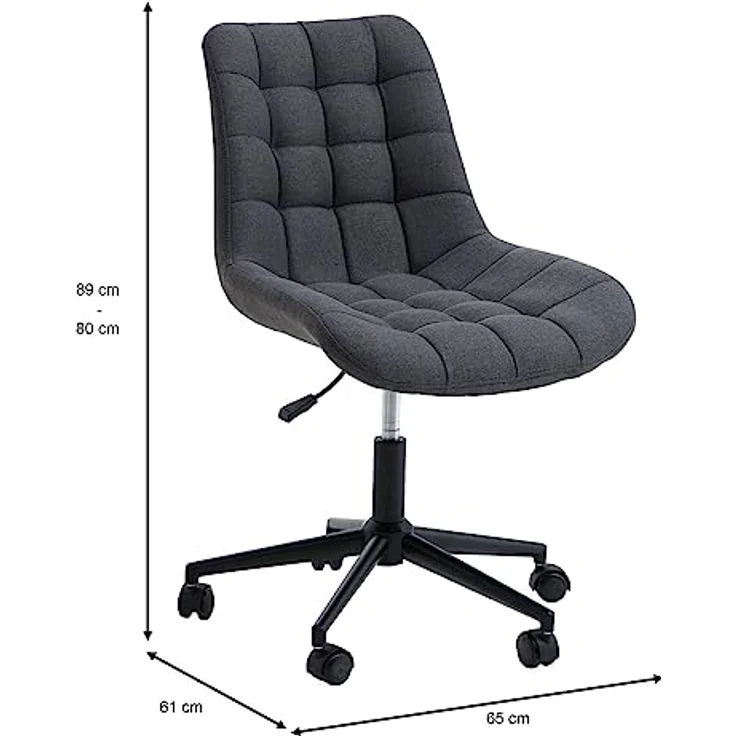 IDIMEX Drehstuhl Talia, Dunkelgrau, höhenverstellbar mit Wabenmuster, 53x89x61 cm, Arbeitszimmer – Bild 8