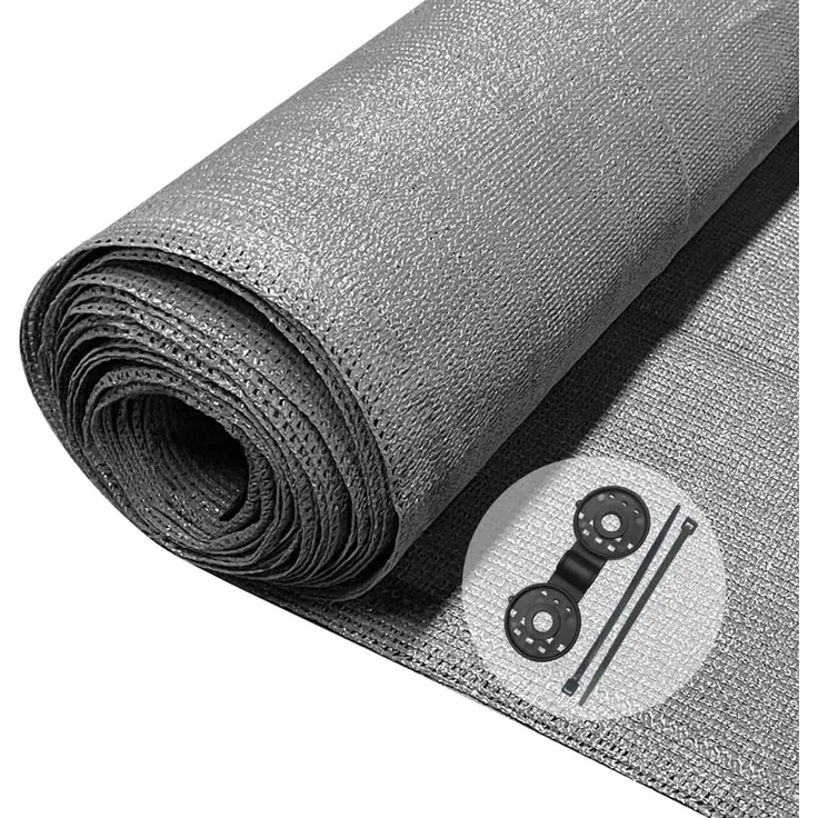 VOUNOT® Zaunblende 1.5×10m, Sichtschutz Zaun HDPE Schattiernetz, Windschutz UV-resistent Reißfest, 75% Beschattungsgrad, mit Löcher, Spezialclipund und Kabelbinder, Grau