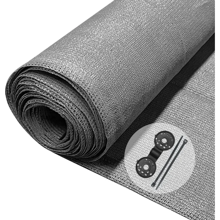 VOUNOT® Zaunblende 1.5×10m, Sichtschutz Zaun HDPE Schattiernetz, Windschutz UV-resistent Reißfest, 75% Beschattungsgrad, mit Löcher, Spezialclipund und Kabelbinder, Grau