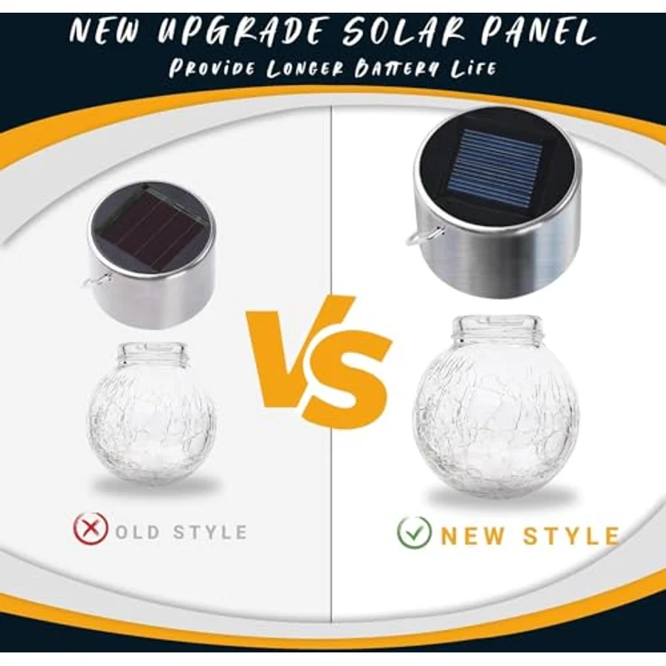 GIGALUMI 12 Stück Solar-Außenleuchten, Solar-Hängeleuchten für Weihnachtsdekoration, rissiges Glas, Solarleuchten für den Außenbereich, wasserdicht für Garten, Hof, Zaun, Baum (kaltweiß) – Bild 5