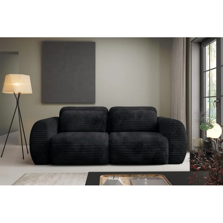 Sofa 2-Sitzer mit Schlaffunktion SIMONE in Stoff Ambience Schwarz