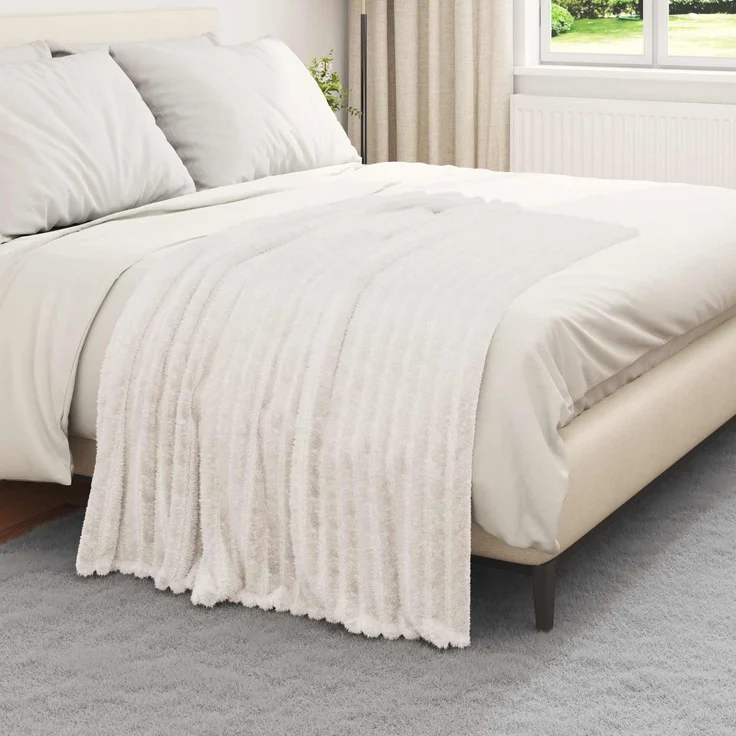 vidaXL Überwurfdecke Creme 150 x 130 cm Fleece 42016853 – Bild 3