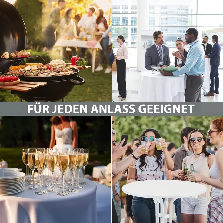 10x Stehtisch klappbar Ø 70 cm Höhe 110 cm Stahl Gastrotisch Partytisch Bistrotisch in Weiß – Bild 5