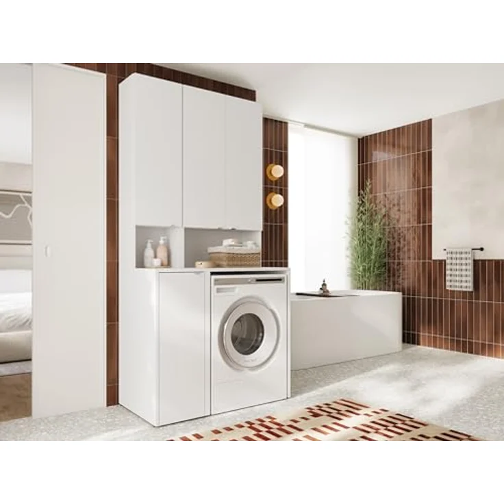 Platan Room Waschmaschinenumbauschrank Badschrank LORA Waschmaschinenschrank Badezimmer Hochschrank 210 x 65 x 50 cm – Bild 8