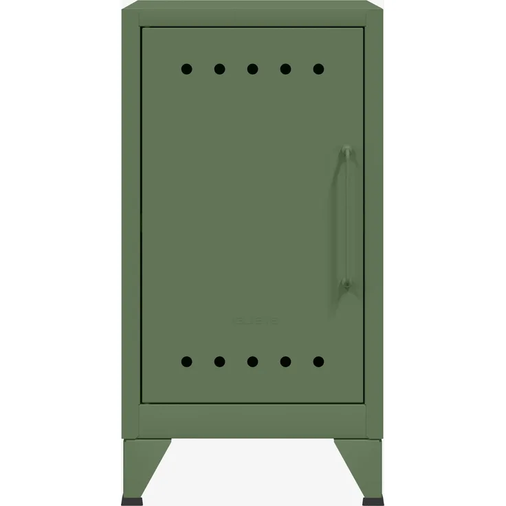 Bisley Fern Mini Ablageschrank, linksseitig öffnend, mit einem festen Fachboden, aus hochwertigem, nachhaltigem Stahl hergestellt, 16 mm große Design Lüftungslöcher auf allen Türen, moderner und industrieller Flair, mit integrierten Füßen, H 725 x B 38...