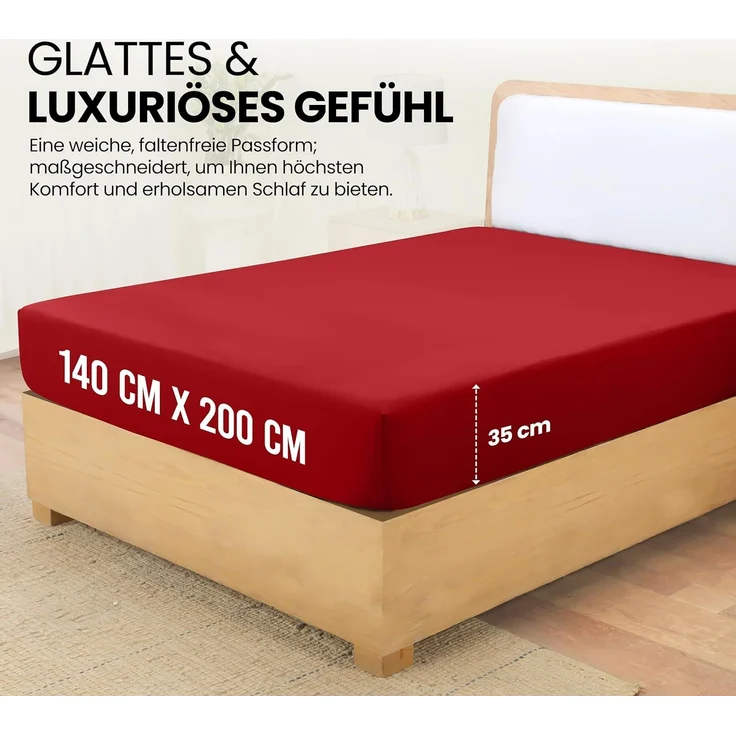 Utopia Bedding - Spannbettlaken 140x200 cm - Rot - Gebürstete Polyester-Mikrofaser Spannbetttuch - 35 cm Tiefe Tasche – Bild 2