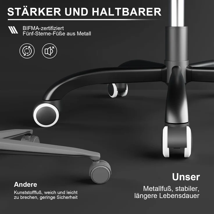 Devoko Massage Gaming Stuhl, Computer Bürostuhl mit Fußstütze, Racing Gamer Stuhl 150kg Belastbarkeit, 90-135° Rückenlehne einstellbar Ergonomischer PC Stuhl, 360° drehbar, Weiß – Bild 8