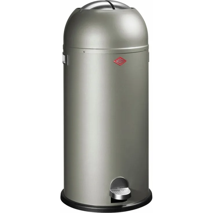 WESCO Tretabfalleimer 180731-03 KICKMASTER MAXI in Neusilber mit 40 Liter Volumen / Abfallsammler / Mülleimer