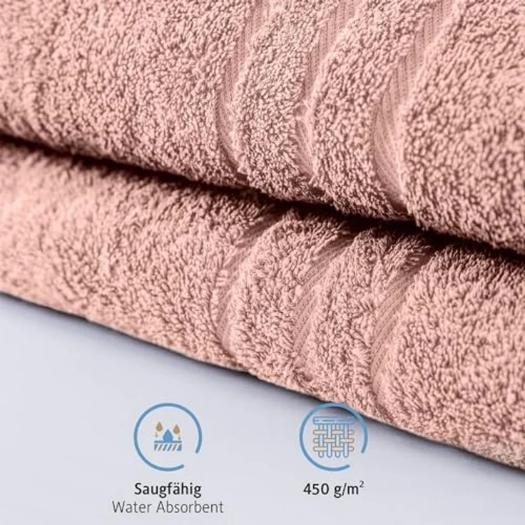 Komfortec 2er Saunatuch Set 80x200 cm aus 100% Baumwolle, XXL-Saunatücher, Sauna Handtuch, Weich, Groß, Frottee, Schnelltrocknend, Blütenrosa – Bild 4