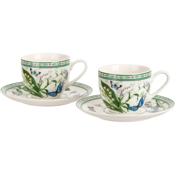 DUO 2er-Set Espressotassen FLOWER DREAM, 90 ml mit Untertassen, New Bone China Porzellan – Bild 2