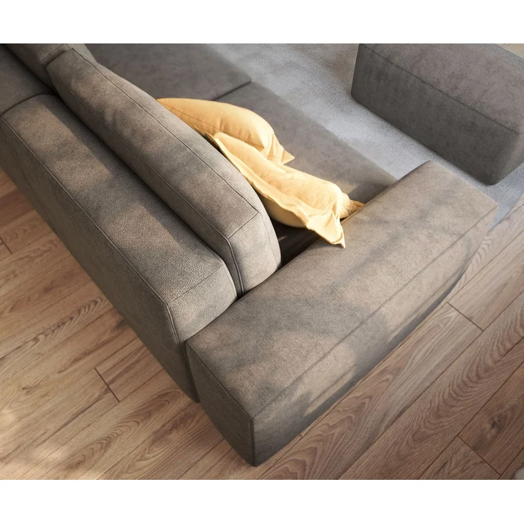 Big-Sofa Lanzo 230x95 cm Mikrofaser Khakibraun mit Hocker – Bild 5
