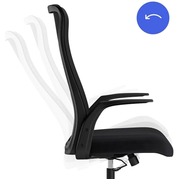 SENSE7 ergonomischer Bürostuhl Juno, Office Chair mit Wippfunktion, Armlehnen, Bürosessel mit atmungsaktiver Rückenlehne, Computerstuhl bis 130kg, Drehstuhl aus Mesh, Rückenschonend, schwarz – Bild 6