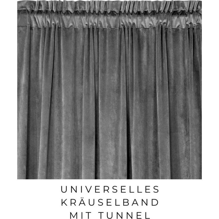 Eurofirany Vorhang VELVET (2 St), Kräuselband, blickdicht, Samt, 2er-Set Vorhang aus Velvet, mit mittlerem Verdunkelungsgrad, Tunnelzug – Bild 4