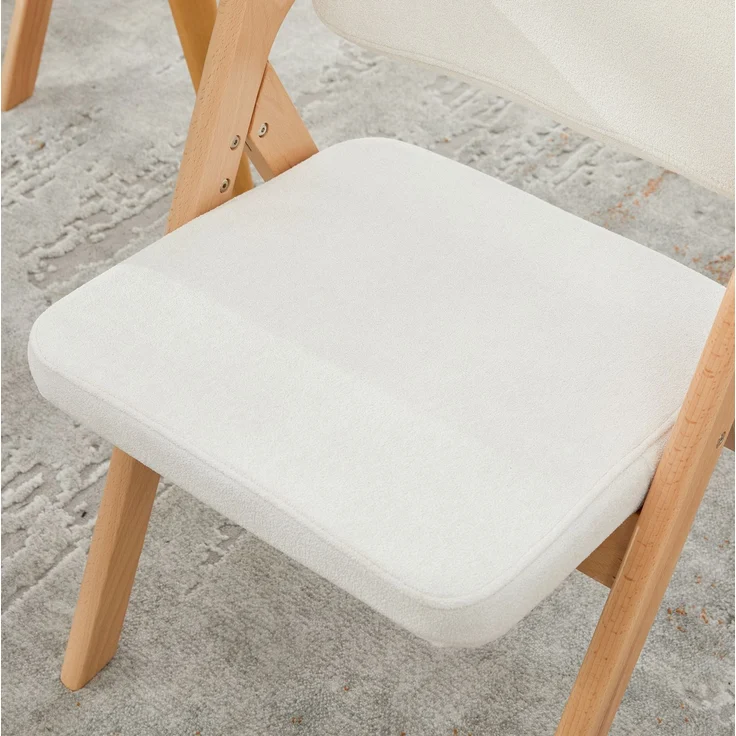 Klappstuhl aus Buchenholz mit Polstersitz, klappbar, 77x59x52 cm, Beige – Bild 5