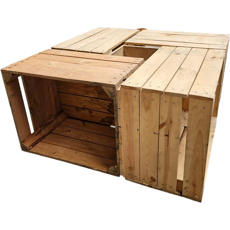 Holzkisten 4er Set 50 x 40 x 30cm mit Regal Lang Vintage Natur – Bild 7