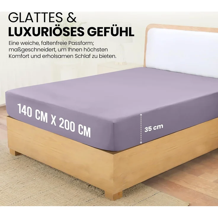 Utopia Bedding - Spannbettlaken 140x200 cm - Lavendel - Gebürstete Polyester-Mikrofaser Spannbetttuch - 35 cm Tiefe Tasche – Bild 2