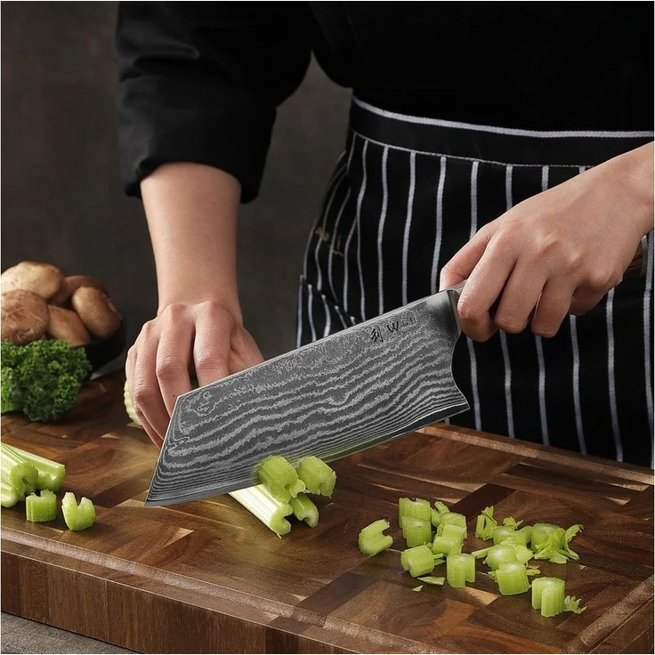Wakoli Asiamesser Edib Chai Dao Damastmesser I Kochmesser Küchenmesser I 19cm Klinge, aus 67 Lagen Damaststahl mit Kupfereinlage, VG-10 Stahlkern – Bild 3