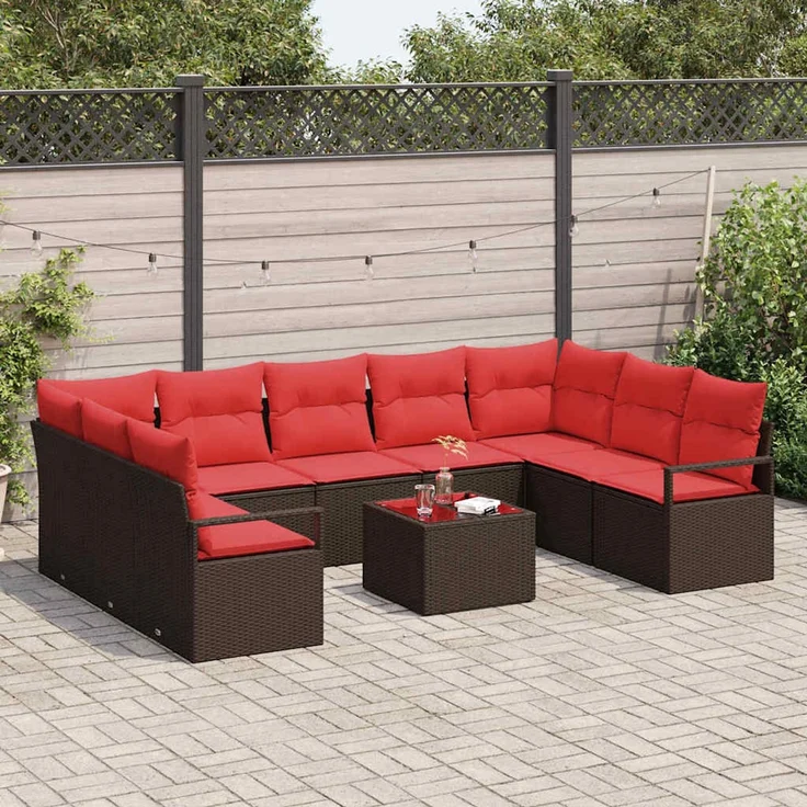 vidaXL Sofa Set 10 stk. Braun [Synthetisch]: Poly Rattan 3346554 – Bild 3