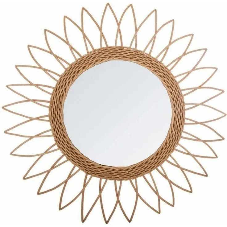 Wandspiegel SONNE, Ø 50 cm, Rattan, braun