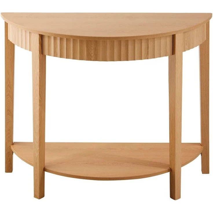 Calicosy 'BOLOGNE' Runde Konsole 2 Ebenen H76 cm - Hellholz-Effekt - Helles Holz