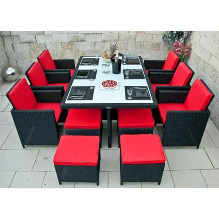 Ragnarök Möbel-Design Garten-Essgruppe Heimdall Esstisch Set 6+4, (Set, Polyrattan, Alu), Würfelsystem – Bild 2