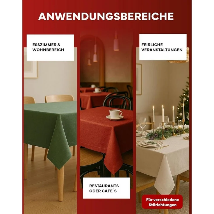 texpot Tischdecke Lotuseffekt Leinenoptik Bügelfrei Fleckschutz wasserabweißend (1-tlg)