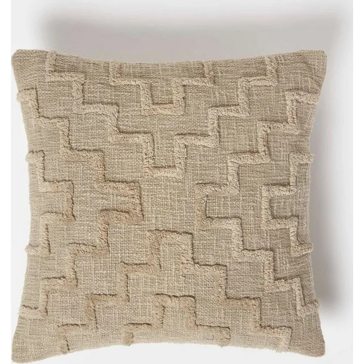 Homescapes Dekokissen Tufted Kissen beige 45 x 45 cm – Dekokissen geometrisch gemustert
