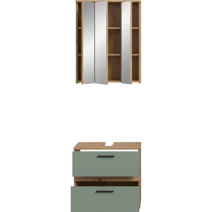welltime Badmöbel-Set Lucca, bestehend aus: 1x Waschbeckenunterschrank & 1x Spiegelschrank, (Set, 2-St) – Bild 4