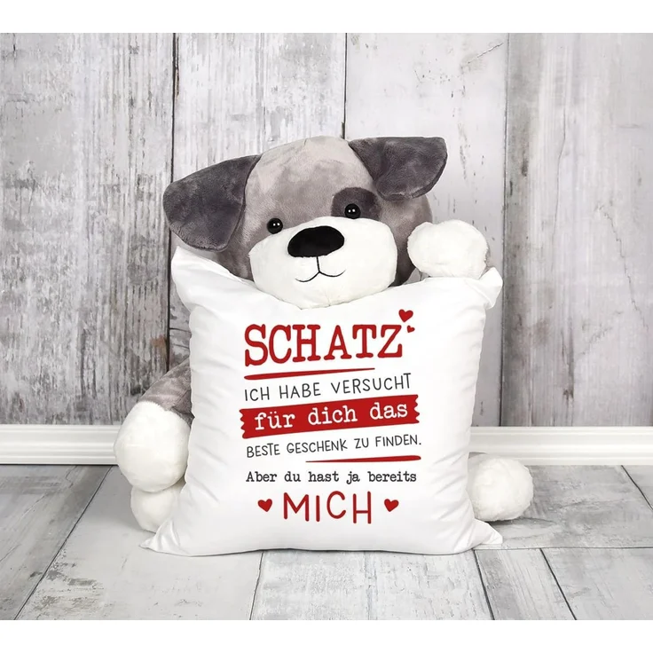 MoonWorks Dekokissen Kissenbezug Schatz ich habe versucht für dich das beste Geschenk zu finden Geschenkidee Valentinstag Liebe Moonworks® – Bild 6
