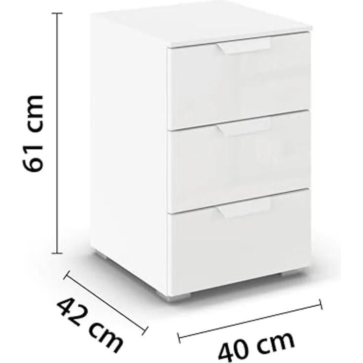 rauch Aditio Box, Nachttisch, 2 Schubladen, mit Glasfront, mit Softclose-Funktion, Farbe Weiß, BxHxT 40x61x42cm – Bild 3