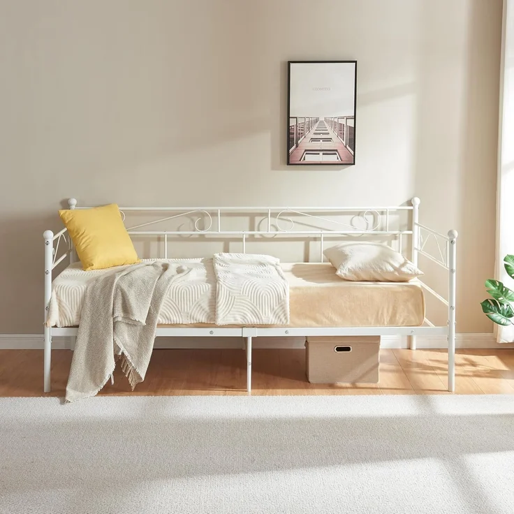 en.casa 'Granada' Metallbett, Weiß, 90x200 cm – Bild 3