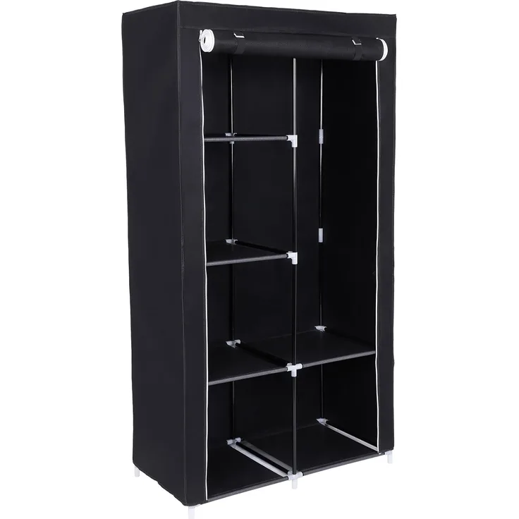 Songmics XL Stoffschrank mit 2 Kleiderstange, faltbar, 88 x 45 x 170 cm, Schwarz