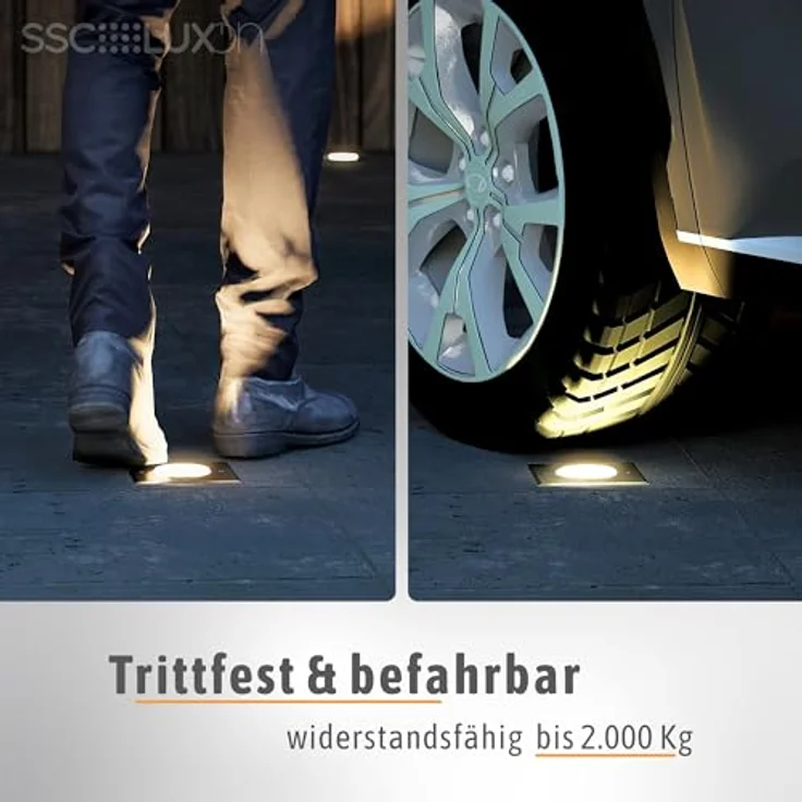 SSC-LUXon JUAVI Bodeneinbaustrahler schwenkbar IP67, LED GU10 3W mit 3 einstellbaren Lichtfarben, befahrbar, quadratisch, rostfrei 230V – Bild 5
