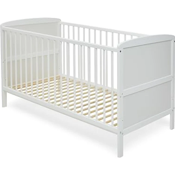 Babybett Kinderbett 70x140 Umbaubares Gitterbett höhenverstellbar & herausnehmbare Sprossen optional mit Matratze | Weiss Vollholz Kiefer Made in Europe – Bild 7