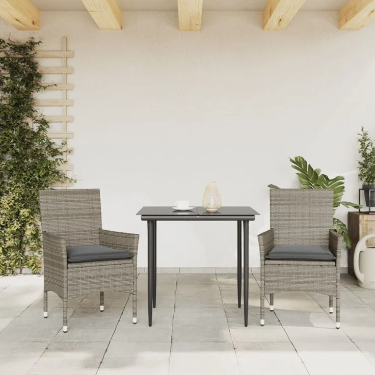 vidaXL Gartenstühle mit Kissen 2 Stk. Grau Poly Rattan 368111 – Bild 10
