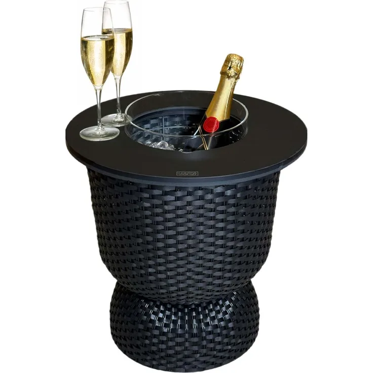 COOTAB Cooler Table PARIS 3-in-1 Loungetisch mit Acryl-Kühler - Schwarz