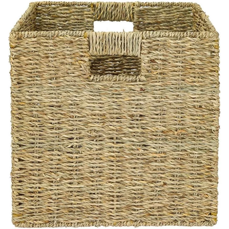 HMF Regalkorb Aufbewahrungskorb passend für KALLAX Regal, Korb geflochten aus Seegras mit Griffen, 32 x 34,5 x 32 cm, Natur – Bild 2