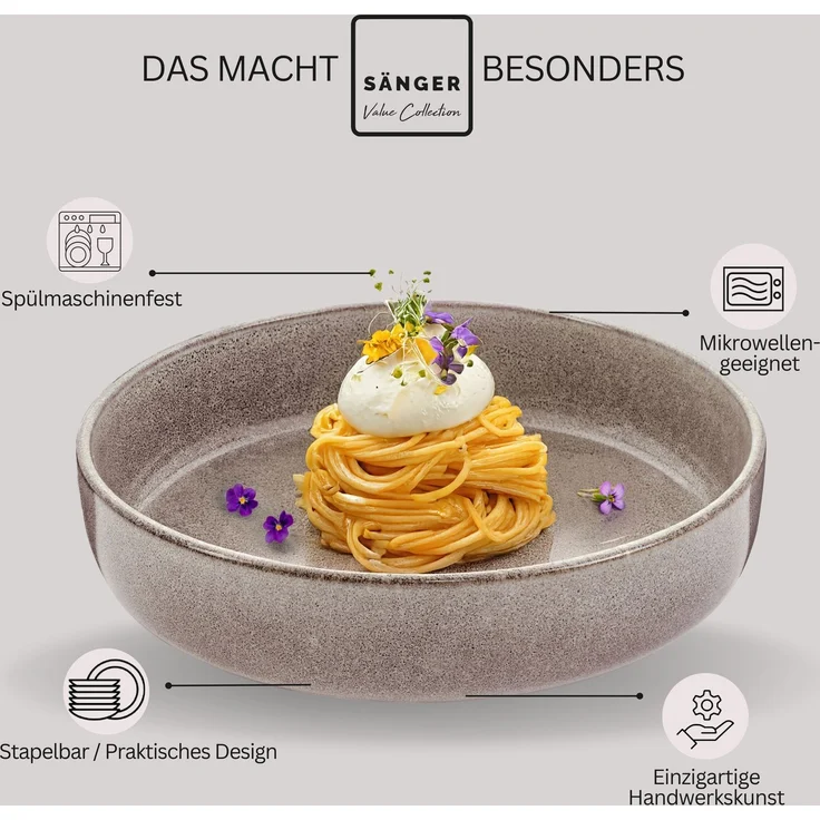 SÄNGER Pastaschalen Set Kairo Clay - 6 teilig aus Steingut – Bild 4