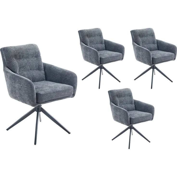 LC Home Esszimmerstühle »Fargo« 4er Set Webstoff dunkelgrau – drehbare Armlehnstühle & Polsterstühle – Bild 1