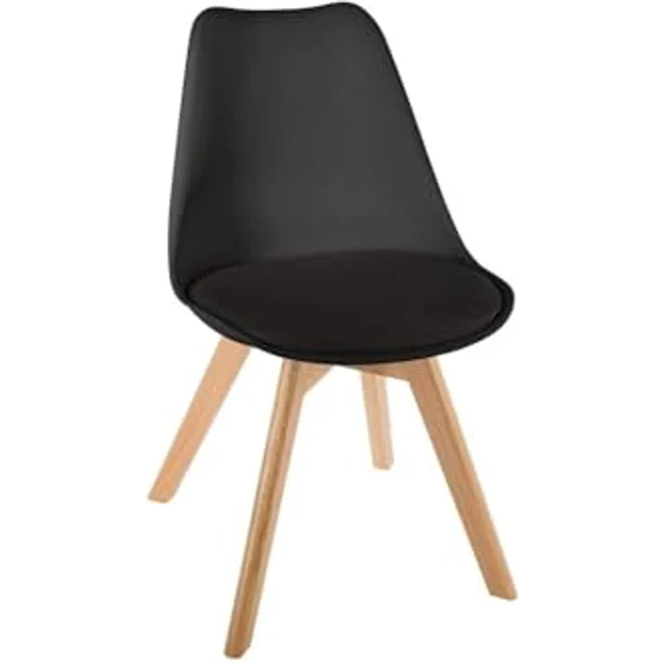 Avilia Moderner Schreibtischstuhl mit Gestell aus Buchenholz, Polsterung aus Polyurethan, Farbe Schwarz, für Zuhause und Büro, Elegantes und Komfortables Design – Bild 2
