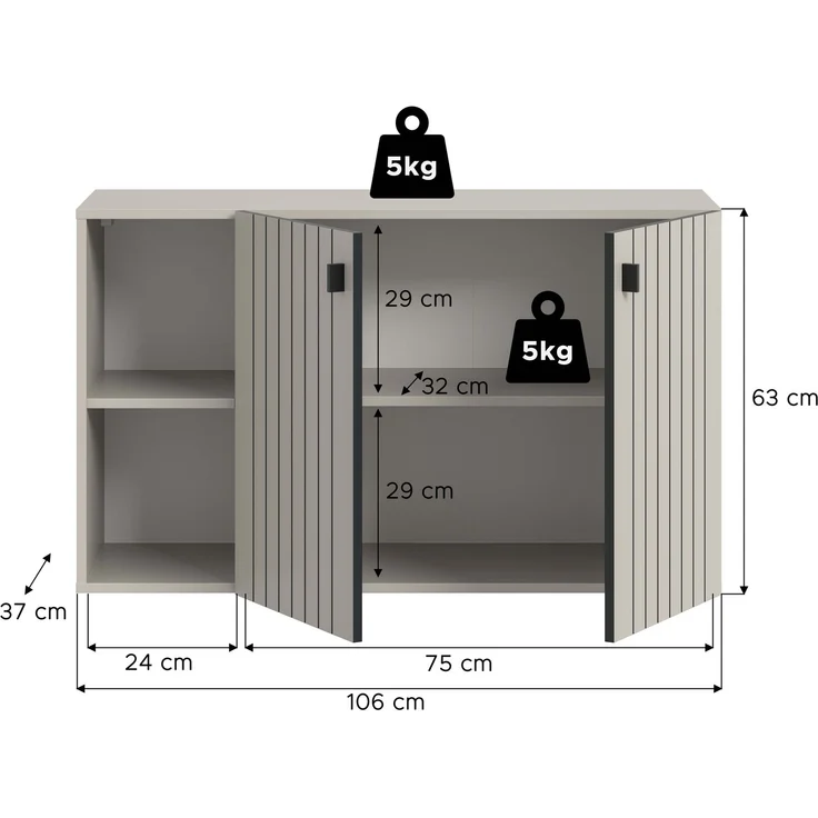 Schuhschrank (B/H/T: 106x63x37 cm) in Kaschmir Nachbildung – Bild 4