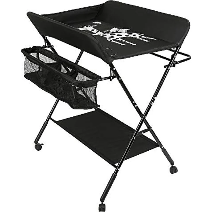 Wickelstation für Baby, Wickeltisch, faltbar, tragbar, Wickeltisch, faltbar, tragbar, mit Aufbewahrungskorb, maximale Belastung von 25 kg,80 x 66 x 98 cm (Schwarz) – Bild 9