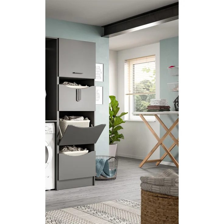 Wäscheschrank (B/H/T: 50x195x62 cm) in anthrazit Nachbildung – Bild 6