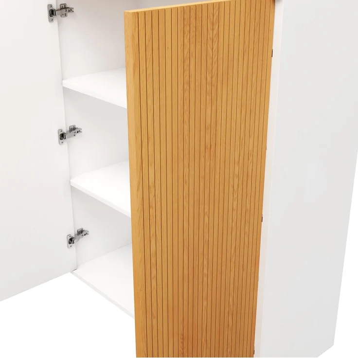 Aktenschrank aus MDF mit Lamellenfront & Soft-Close, 80x40x110 cm, Weiß/Eiche – Bild 10