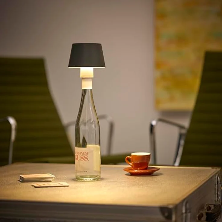 Northpoint LED Akku Tischlampe Flaschenlampe mit Touchsensor, warmweißes Licht, IP54, beige – Bild 3