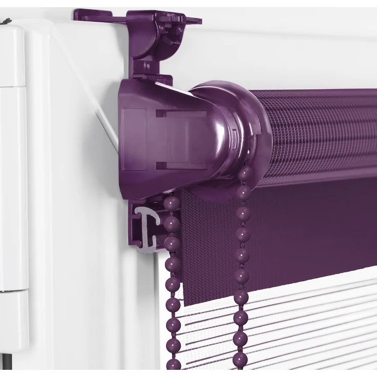 Doppelrollo Klemmfix ohne Bohren 75x210 cm Lila Duo Rollo Klemmrollo Sonnenschutzrollo Fensterrollo für Fenster & Türen Zebrarollo Seitenzugrollo – Bild 2