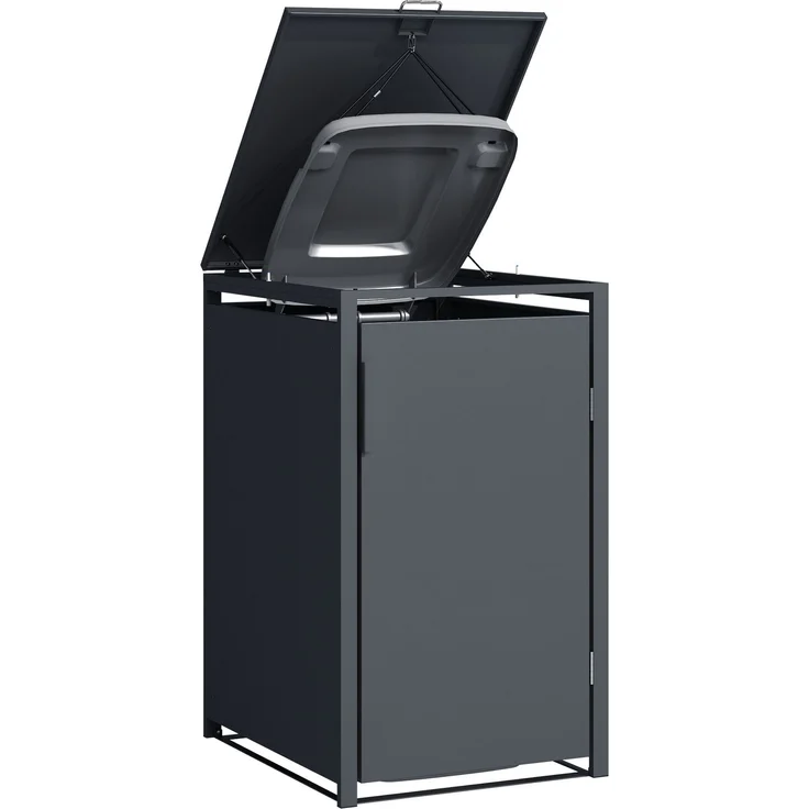 DEGAMO MÜNCHEN Mülltonnenbox 1-er, Stahl verzinkt, anthrazit, 60x62x102cm für kleine Tonnen 120 Liter – Bild 2