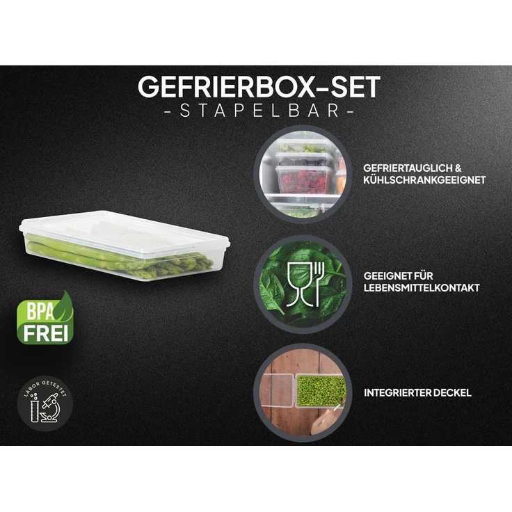 uandu home Frischhaltedose Gefrierbox Set, Frischhaltedosen mit Deckel, Tiefkühldosen Set, (Vorratsdosen mit Deckel, Deli Container, BPA-frei Kunststoff), Vorratsdosen für Gefrierschrank, Gefrierdosen, Gefrierbehälter – Bild 2