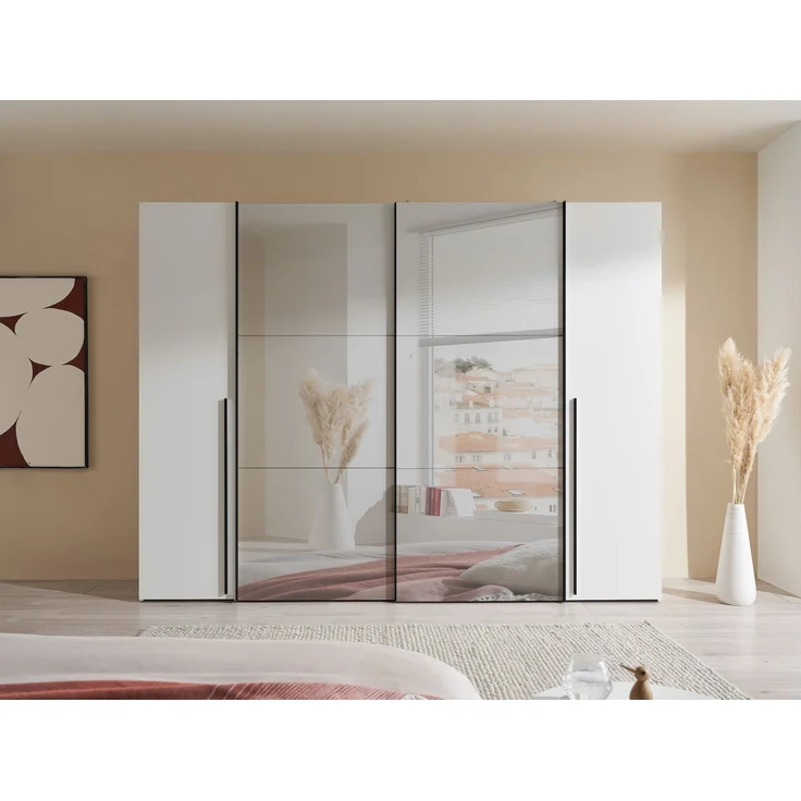 Schlafzimmer-Set >Maturs< (2-teilig) weiss/Graphit - Schrank 267x205x57cm, Bett 305x93x210cm – Bild 4